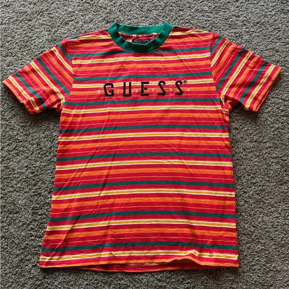 GUESS x J Balvin Collab Short Sleeve Striped T-Shirt Heavyweight Size Medium - Picture 1 of 4